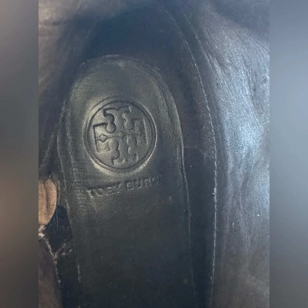 Tory Burch Felix Leather Canvas Tall Zip Equestrian Riding Boot Women’s Size 5